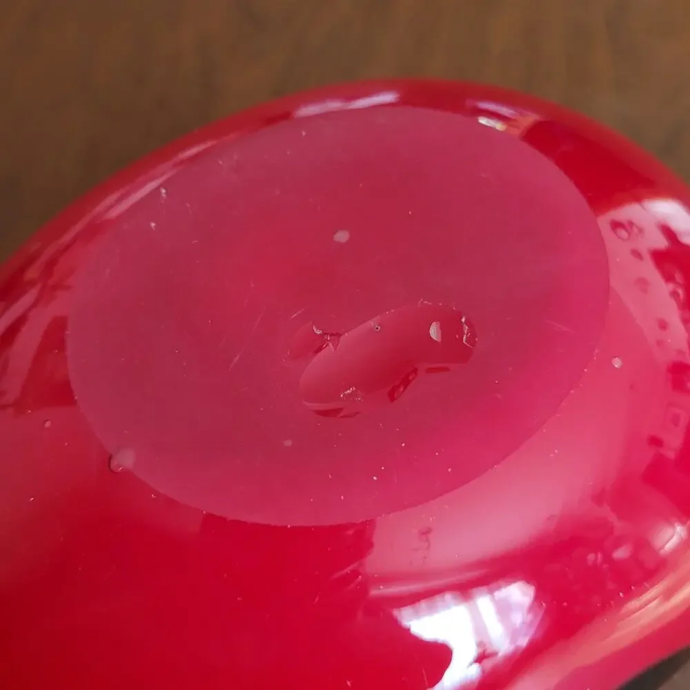 Vintage Tango Glass Vase Red White Cased Art Glass Black Swirl Hand Blown 9